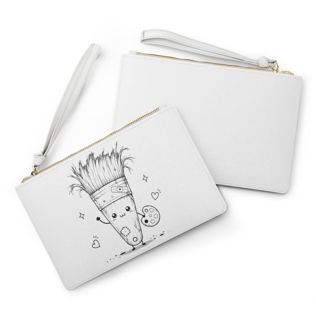 Artist Paintbrush Clutch Bag — Cute Kawaii Pencil/Brush Character Wristlet