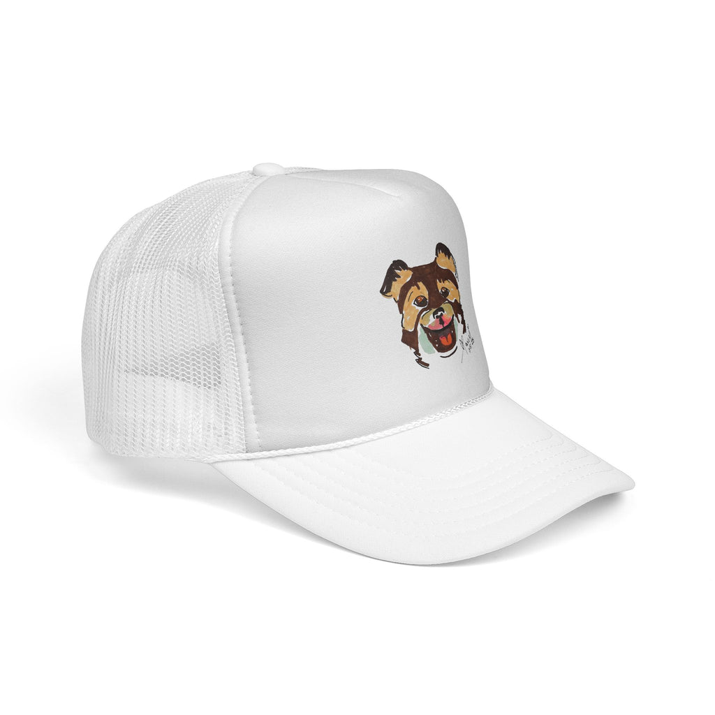Smiling Dog Trucker Cap — Cute Paw Portrait Mesh Hat